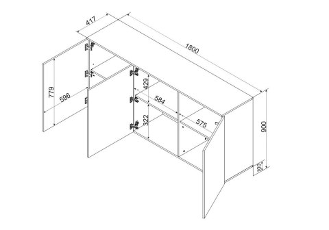 Cama MEBLE Komoda 3D ALMA 180x41,5xH90 kaszmir