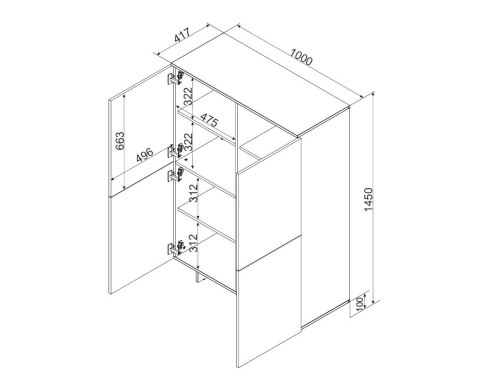 Cama MEBLE Komoda 4D ALMA 100x41,5xH145 kaszmir