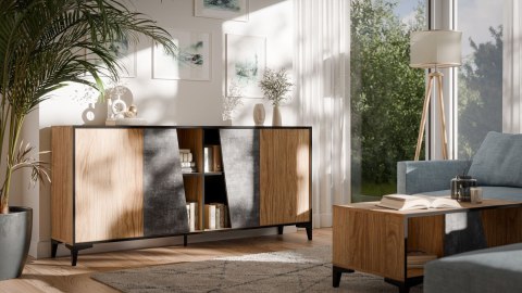 Cama MEBLE Komoda 4D OVO 180x38xH83 dąb/beton