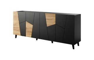 Cama MEBLE Komoda ETNA 200x42x82 czarny mat + dąb craft