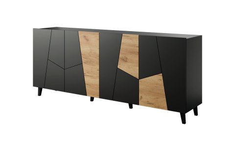 Cama MEBLE Komoda ETNA 200x42x82 czarny mat + dąb craft