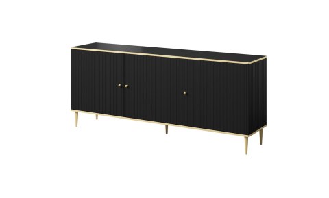 Cama MEBLE Komoda GLAMOUR 180x40x75,5 czarny mat + złoty