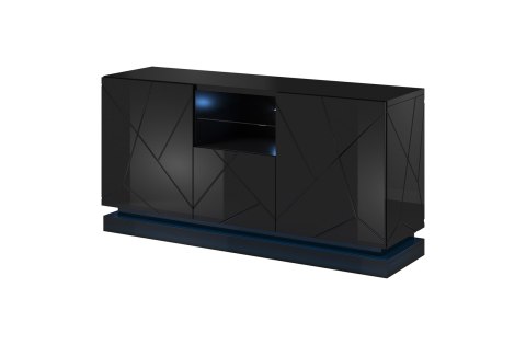 Cama MEBLE Komoda QIU 2D1K 150x41,5xH75 czarny połysk/czarny połysk