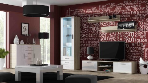 Cama MEBLE Komoda UNI dąb sonoma/ biały połysk