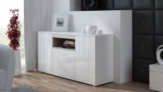 Cama MEBLE Komoda VIVA 150 biały/ biały połysk+ dąb sonoma