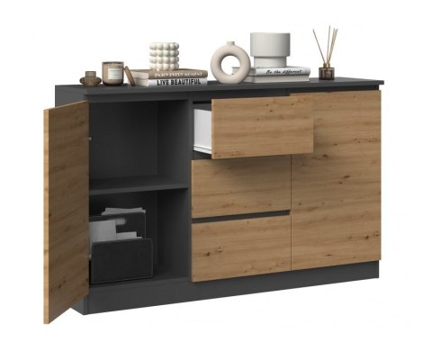 TOP E SHOP Komoda 2D3S 120x30xH75 antracyt/artisan TOP E SHOP Komoda 2D3S 120x30xH75 antracyt/artisan