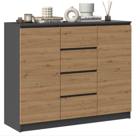 TOP E SHOP Komoda 2D4S 120x40xH97 antracyt/artisan TOP E SHOP Komoda 2D4S 120x40xH97 antracyt/artisan