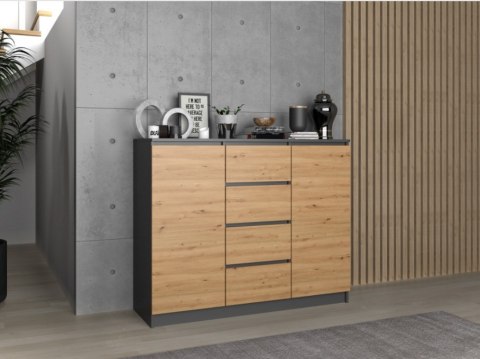 TOP E SHOP Komoda 2D4S 120x40xH97 antracyt/artisan TOP E SHOP Komoda 2D4S 120x40xH97 antracyt/artisan