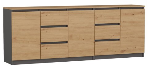 TOP E SHOP Komoda COSTA 1D3S+2D3S antracyt/artisan TOP E SHOP Komoda COSTA 1D3S+2D3S antracyt/artisan