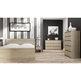 TOP E SHOP M6 MALWA KOMODA 140CM 6 SZUFLAD SONOMA