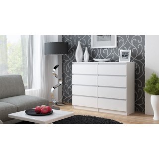 TOP E SHOP M8 MALWA KOMODA 120CM 8 SZUFLAD BIAŁY