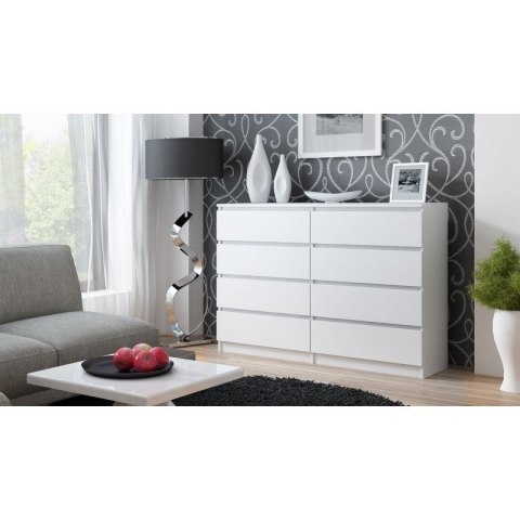 TOP E SHOP M8 MALWA KOMODA 140CM 8 SZUFLAD BIAŁY