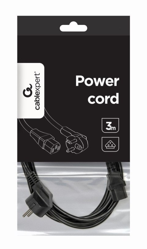 GEMBIRD Kabel GEMBIRD PC-186-VDE-3M (C13 / IEC C13 / IEC 320 C13 - Schuko ; 3m; kolor czarny) GEMBIRD Kabel GEMBIRD PC-186-VDE-3M (C13 / IEC C13 / IEC 320 C13 - Schuko ; 3m; kolor czarny)