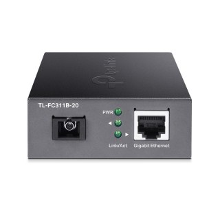 TP-LINK Media Converter TP-LINK TL-FC311B-20 Gigabitowy media konwerter WDM , Zwiększenie zasięgu transmisji światłowodowej do 20 km