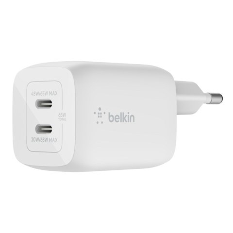 Belkin Ładowarka Belkin BoostCharge Pro Dual USB-C PD 3.0 PPS GaN Wall Charger 65W White