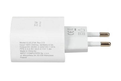 IBOX ŁADOWARKA SIECIOWA I-BOX C-37 PD20W USB-C
