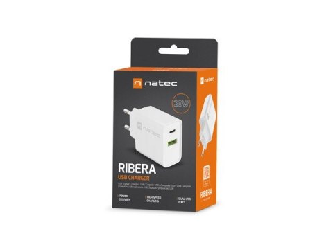 NATEC NATEC ŁADOWARKA SIECIOWA RIBERA USB-A + USB-C 20W POWER DELIVERY BIAŁA NUC-2061 NATEC NATEC ŁADOWARKA SIECIOWA RIBERA USB-A + USB-C 20W POWER DELIVERY BIAŁA NUC-2061