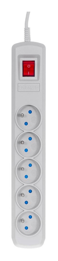 Activejet Listwa przeciwprzepięciowa Activejet 5gn/1,5m/cz (10A; 2300W) 1,5m; kolor szary