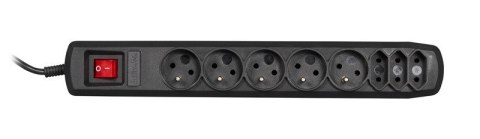 Activejet Listwa przeciwprzepięciowa Activejet APN-8g/1,5m-BK (3 x Typ C, 5 x UTE; 10 A; 1,5m; kolor czarny)