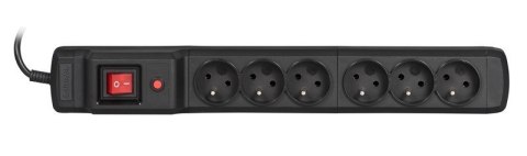 Activejet Listwa przeciwprzepięciowa Activejet COMBO 6gn/3m/cz (10A; 2300W) 3m; kolor czarny