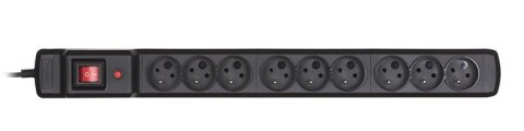 Activejet Listwa przeciwprzepięciowa Activejet COMBO 9gn/3m/cz (10A; 2300W) 3m; kolor czarny