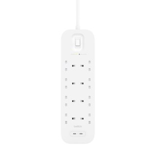 Belkin Listwa zasilająca Belkin Power Surge 8-PORT + 2xUSB-C 30W 900J 2m White