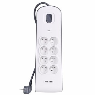 Belkin Listwa zasilająca Belkin Power Surge 8-PORT + 2xUSB-A 18W 900J 2m Grey/White