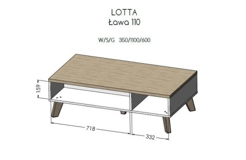 Cama MEBLE Ława LOTTA 110 biały+ dąb sonoma