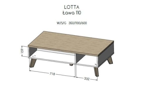 Cama MEBLE Ława LOTTA 110 wotan + czarny mat