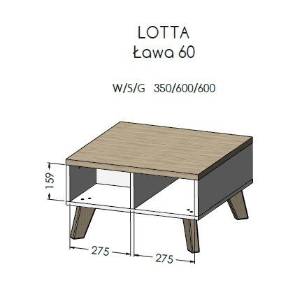 Cama MEBLE Ława LOTTA 60 biały+ dąb sonoma