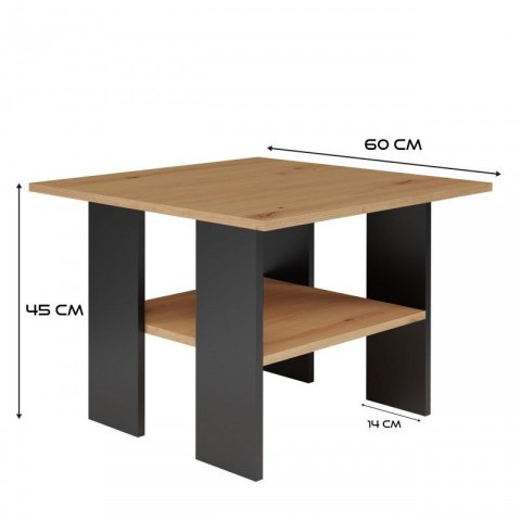 TOP E SHOP Stolik MODERNA 60x60xH45 dąb artisan/czarny TOP E SHOP Stolik MODERNA 60x60xH45 dąb artisan/czarny