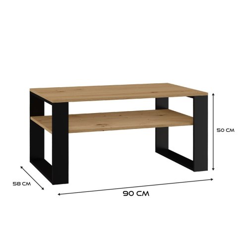 TOP E SHOP Stolik ława MODERN 1P 90x58xH50 artisan/czerń TOP E SHOP Stolik ława MODERN 1P 90x58xH50 artisan/czerń