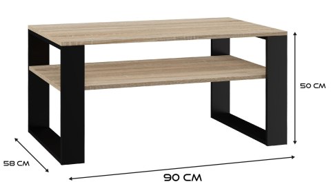 TOP E SHOP Stolik ława MODERN 1P 90x58xH50 sonoma/czerń TOP E SHOP Stolik ława MODERN 1P 90x58xH50 sonoma/czerń
