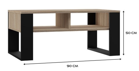 TOP E SHOP Stolik ława MODERN 2P 90x58xH50 sonoma/czarny TOP E SHOP Stolik ława MODERN 2P 90x58xH50 sonoma/czarny