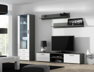 Cama MEBLE Zestaw SOHO 1 (RTV180 + Wit S1 + Półki) SZ/BI POŁ