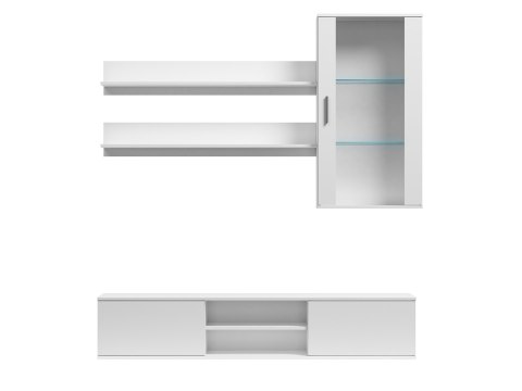 Cama MEBLE Zestaw SOHO 5 (RTV180 + Wit.Wisz + Półki) BI/BI POŁ