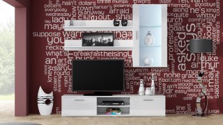 Cama MEBLE Zestaw SOHO 5 (RTV180 + Wit.Wisz + Półki) BI/BI POŁ