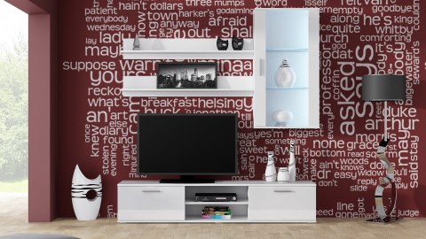 Cama MEBLE Zestaw SOHO 5 (RTV180 + Wit.Wisz + Półki) BI/BI POŁ