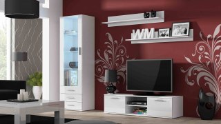 Cama MEBLE Zestaw SOHO 7 (RTV140 + Wit S1 + Półki) BI/BI POŁ.