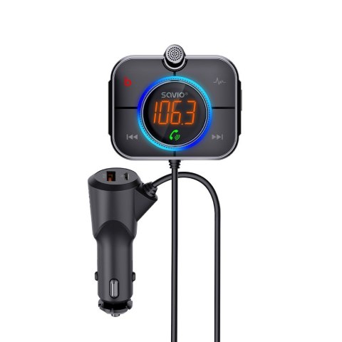 SAVIO SAVIO TR-14 TRANSMITER SAMOCHODOWY FM Z BLUETOOTH I ŁADOWARKĄ,QUICK CHARGE 3.0 I POWER DELIVERY, RED. SZUMÓW