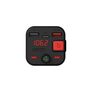 SAVIO SAVIO TR-15 TRANSMITER FM Z WYŚWIETLACZEM, BLUETOOTH I ŁADOWARKĄ PD USB-C USB-A QUICK CHARGE, BASS BOOST