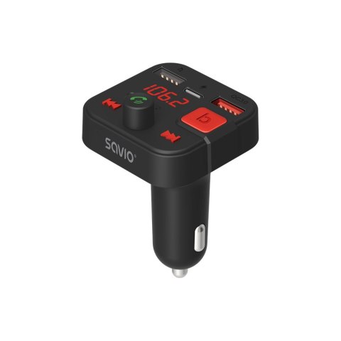SAVIO SAVIO TR-15 TRANSMITER FM Z WYŚWIETLACZEM, BLUETOOTH I ŁADOWARKĄ PD USB-C USB-A QUICK CHARGE, BASS BOOST SAVIO SAVIO TR-15 TRANSMITER FM Z WYŚWIETLACZEM, BLUETOOTH I ŁADOWARKĄ PD USB-C USB-A QUICK CHARGE, BASS BOOST