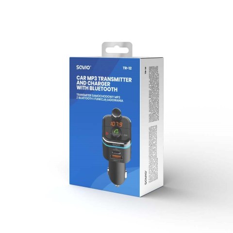 SAVIO SAVIO TRANSMITER FM SAMOCHODOWY Z FUNKCJĄ BLUETOOTH 5.0 QUICK CHARGE 3.0 ORAZ POWER DELIVERY, WYŚWIETLACZ LED, FUNKCJ BASS BO SAVIO SAVIO TRANSMITER FM SAMOCHODOWY Z FUNKCJĄ BLUETOOTH 5.0 QUICK CHARGE 3.0 ORAZ POWER DELIVERY, WYŚWIETLACZ LED, FUNKCJ BASS BO