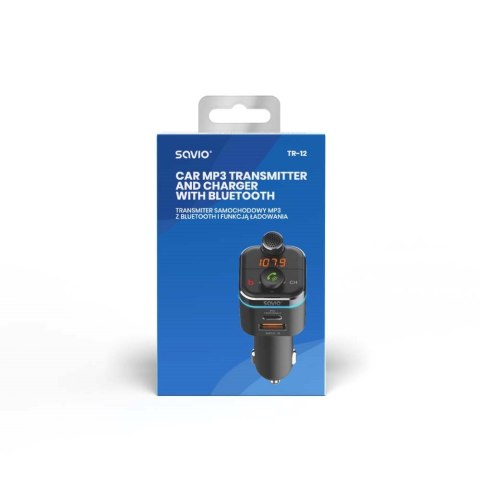 SAVIO SAVIO TRANSMITER FM SAMOCHODOWY Z FUNKCJĄ BLUETOOTH 5.0 QUICK CHARGE 3.0 ORAZ POWER DELIVERY, WYŚWIETLACZ LED, FUNKCJ BASS BO SAVIO SAVIO TRANSMITER FM SAMOCHODOWY Z FUNKCJĄ BLUETOOTH 5.0 QUICK CHARGE 3.0 ORAZ POWER DELIVERY, WYŚWIETLACZ LED, FUNKCJ BASS BO