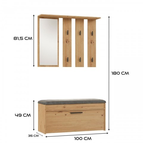 TOP E SHOP Garderoba PARMA 100x35xH180 artisan