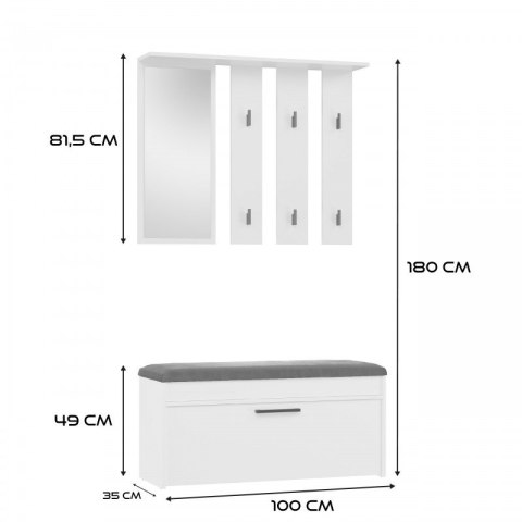 TOP E SHOP Garderoba PARMA 100x35xH180 biel TOP E SHOP Garderoba PARMA 100x35xH180 biel