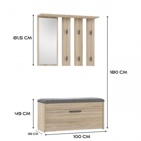 TOP E SHOP Garderoba PARMA 100x35xH180 sonoma TOP E SHOP Garderoba PARMA 100x35xH180 sonoma