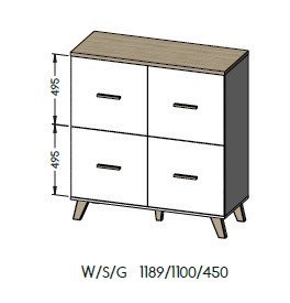 Cama MEBLE Zestaw LOTTA 1 (RTV1602D2K+ WIT+ KOM110 4D)