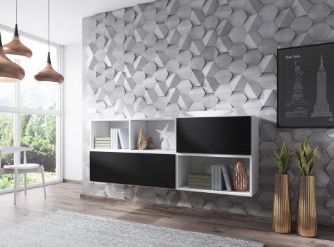 Cama MEBLE Zestaw ROCO 16 (RO1+RO2+RO3+RO4) biały/biały/czarny