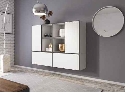 Cama MEBLE Zestaw ROCO 19 (4xRO3 + 4xRO6) biały/ czarny/ biały